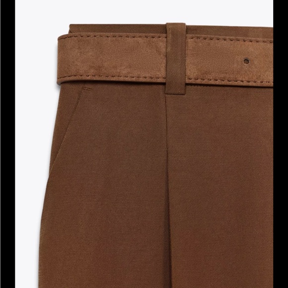 Zara brown belted flowy pants - Picture 6 of 7